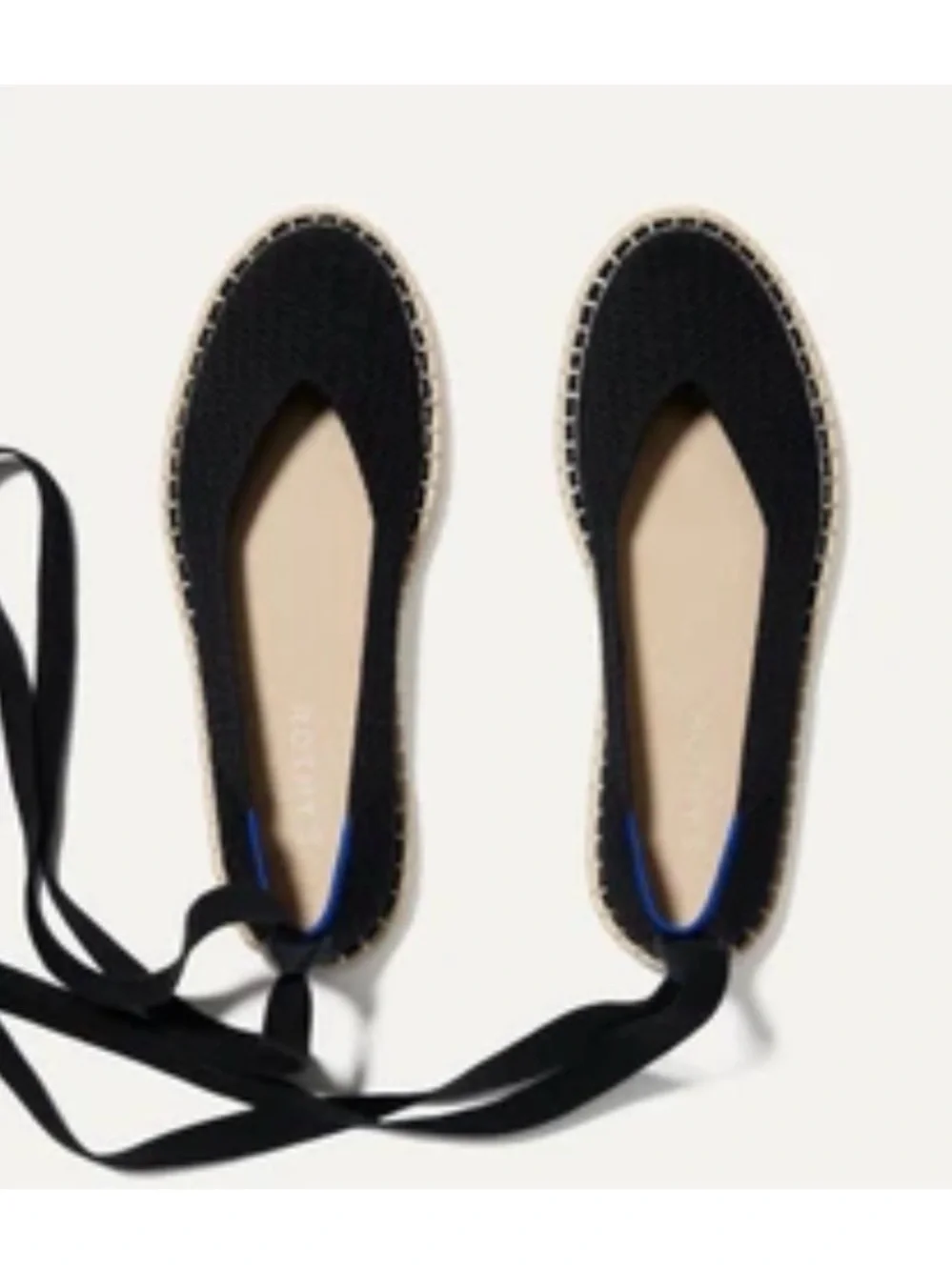 Women's Black Espadrille Ballet Flats with removable Ankle Tie